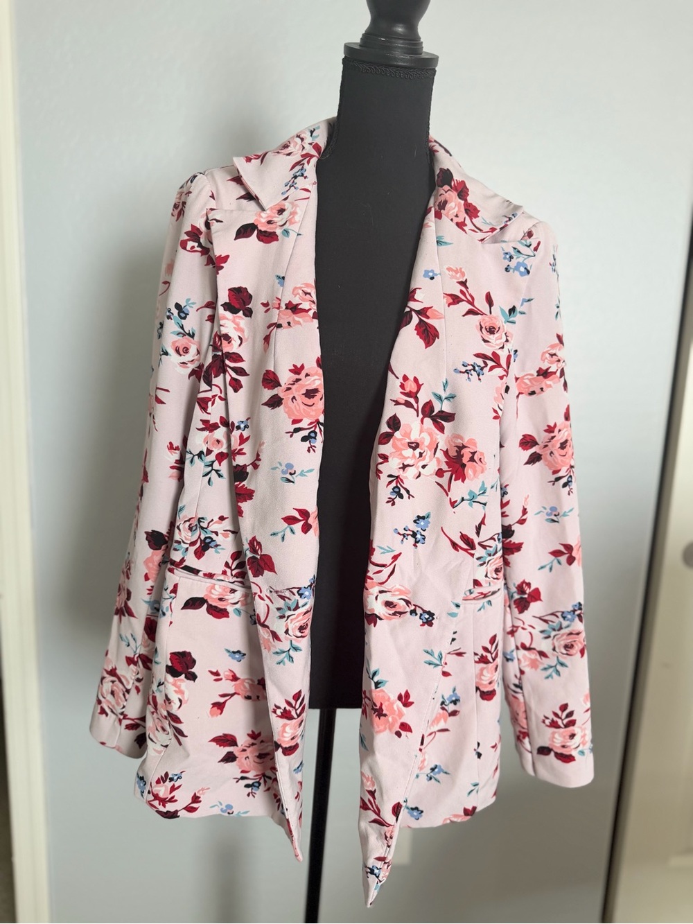 Lane Bryant Pink Floral Open Blazer